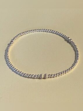 *2MM* Silver Beads w/ 3mm Corrugated straight beads Bracelet